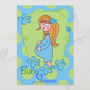 Blue Flowers Cute Baby Shower Invitations