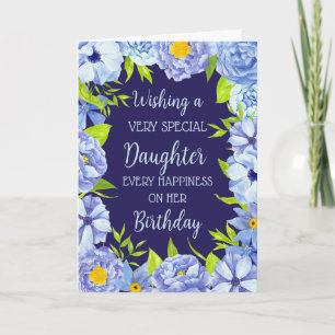 Blue Flowers Daughter Birthday Card