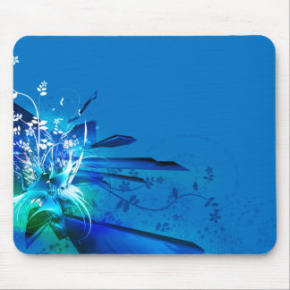 Blue flowers design mouse pad