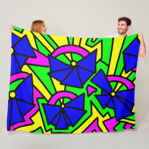 Blue Flowers Doodle Art Fleece Blanket