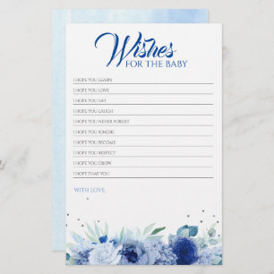Blue Flowers Elegant Baby Shower Game