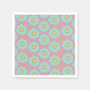 Blue Flowers Floral Art Pattern Custom Background Napkin
