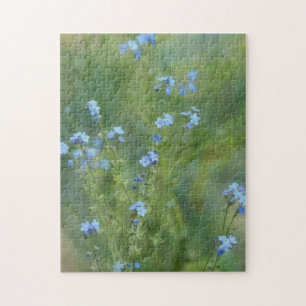 Blue Flowers Floral Nature Art Puzzle