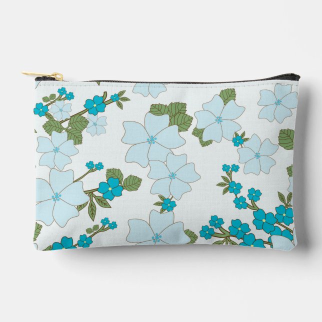 Blue Flowers, Floral Pattern, Pattern Of Flowers Accessory Pouch (Front)