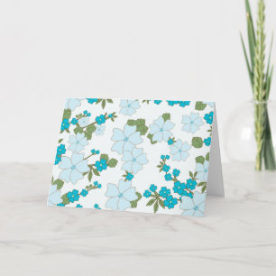 Blue Flowers, Floral Pattern, Pattern Of Flowers Card