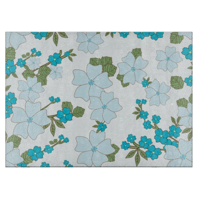 Blue Flowers, Floral Pattern, Pattern Of Flowers Cutting Board (Front)