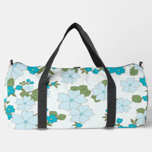 Blue Flowers, Floral Pattern, Pattern Of Flowers Duffle Bag