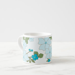 Blue Flowers, Floral Pattern, Pattern Of Flowers Espresso Cup