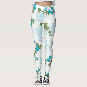 Blue Flowers, Floral Pattern, Pattern Of Flowers Leggings