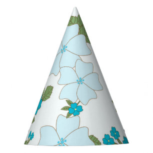 Blue Flowers, Floral Pattern, Pattern Of Flowers Party Hat