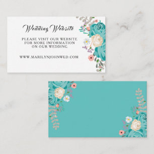 Blue Flowers Floral Wedding Wesbsite Details  Enclosure Card
