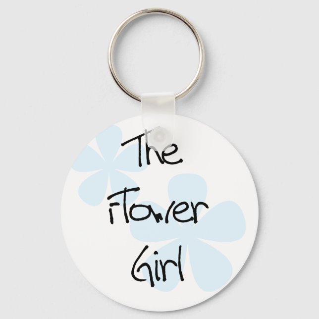 Blue Flowers Flower Girl Key Ring (Front)