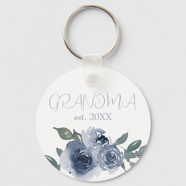 Blue Flowers for Grandma Key Ring (Front)