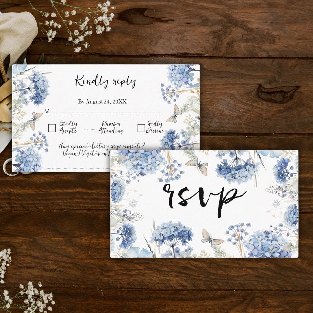 Blue Flowers Frame Traditional Wedding RSVP Enclosure Card (Creator Uploaded)