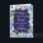 Blue Flowers Friend Birthday Card<br><div class="desc">Birthday card for friend with pretty blue spring flowers and thoughtful verse.</div>