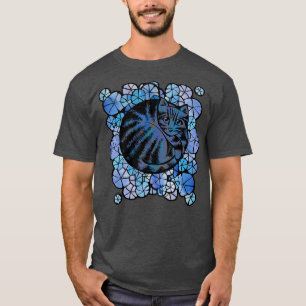 Blue Flowers Gardener Cat Flower Kitty Cats Art T-Shirt