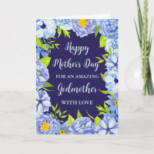 Blue Flowers Godmother Happy Mother's Day Card