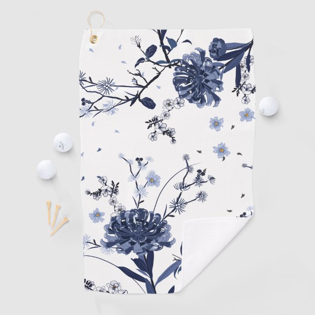 Blue flowers golf towel (InSitu)
