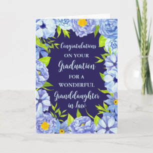 Blue Flowers Granddaughter in Law Graduation Card