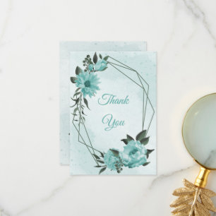 blue flowers greenery botanical thank you card