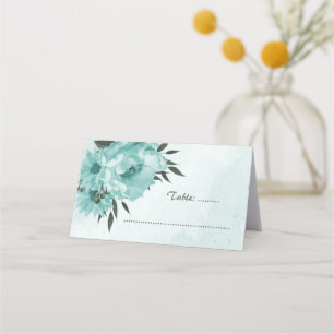  blue flowers greenery botanical wedding place card
