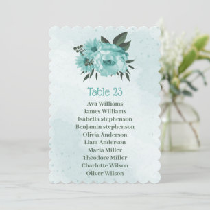 blue flowers greenery seating chart card