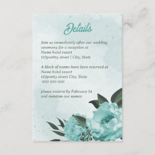blue flowers greenery wedding enclosure card