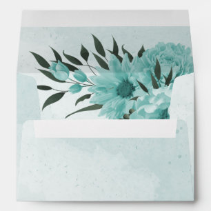 blue flowers greenery wedding envelope