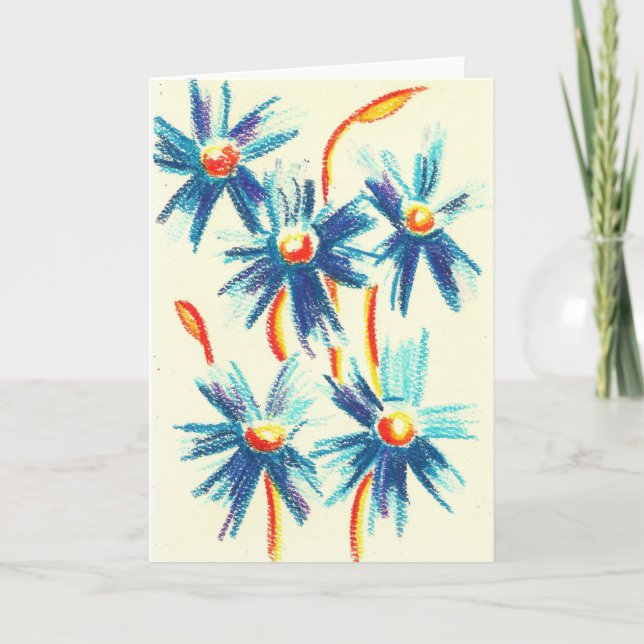 Blue Flowers Greeting Card (Front)