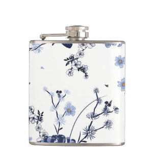 Blue flowers hip flask