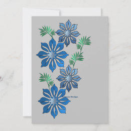 Blue Flowers Holiday Card