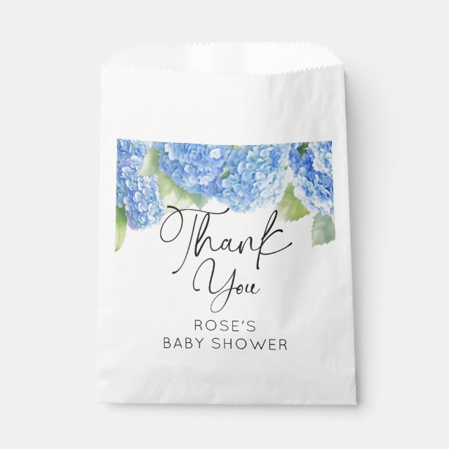  Blue Flowers Hydrangea Baby Shower Favour Bag (Front)