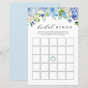 Blue Flowers Hydrangea Bridal Bingo Game Cards