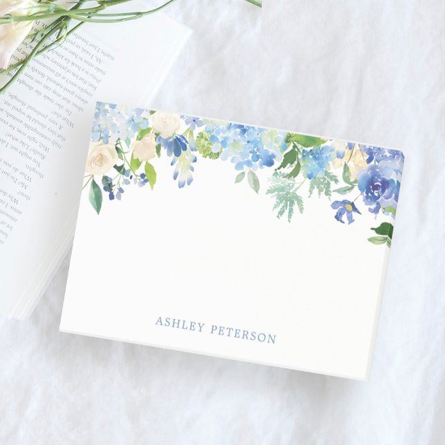 Blue Flowers hydrangea Personalised Post-it Notes (Creator Uploaded)