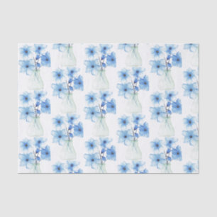 Blue Flowers in glass vase Tissue Paper