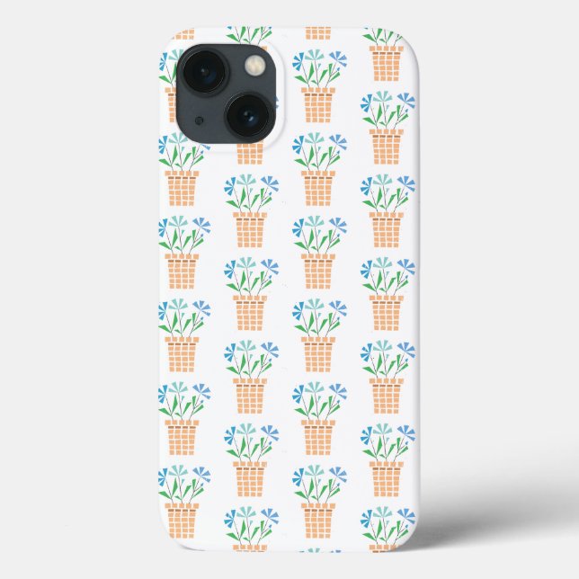 Blue Flowers in Woven Pots Case-Mate iPhone Case (Back)