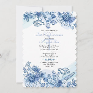 Blue Flowers Invitation