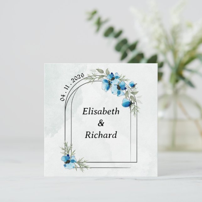 "Blue Flowers" Invitation (Standing Front)