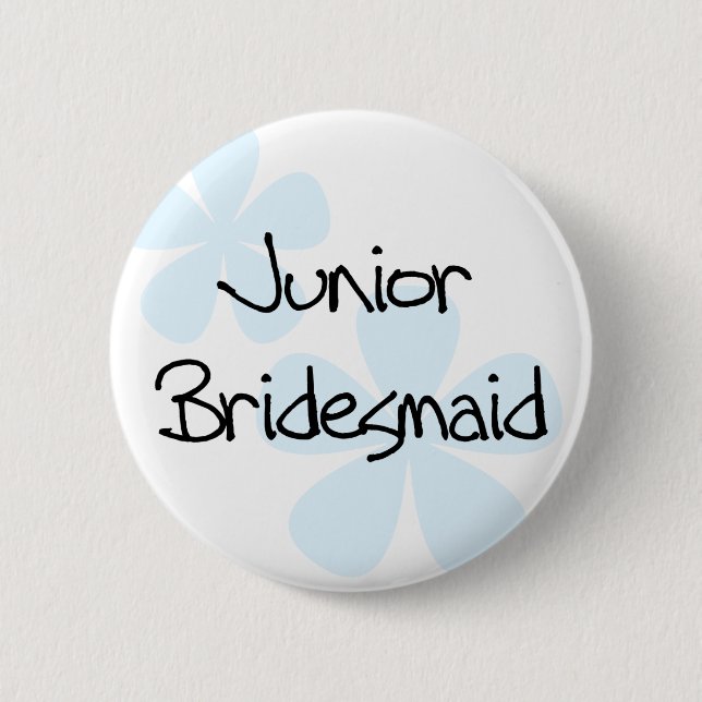 Blue Flowers Jr. Bridesmaid 6 Cm Round Badge (Front)