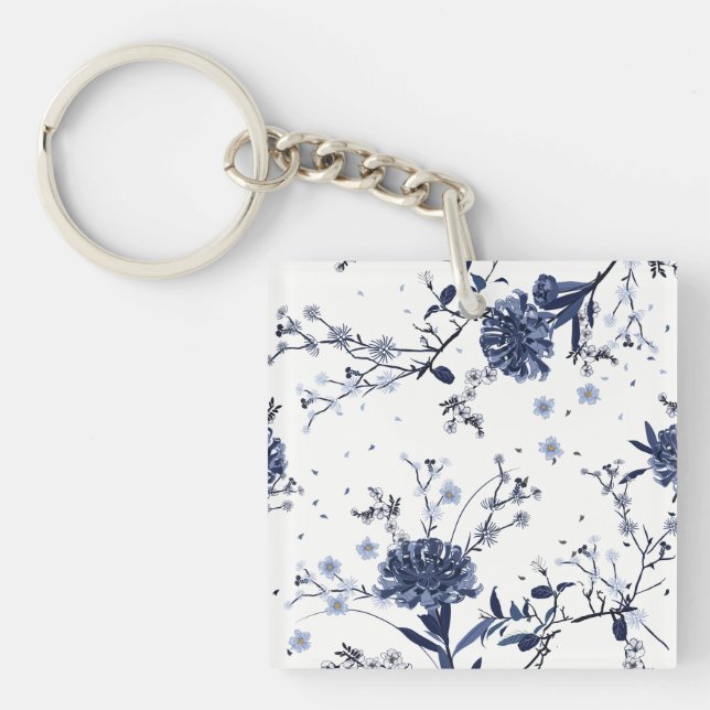 Blue flowers key ring (Front)