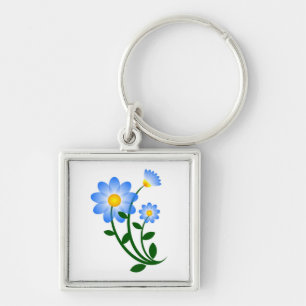 BLUE FLOWERS KEY RING