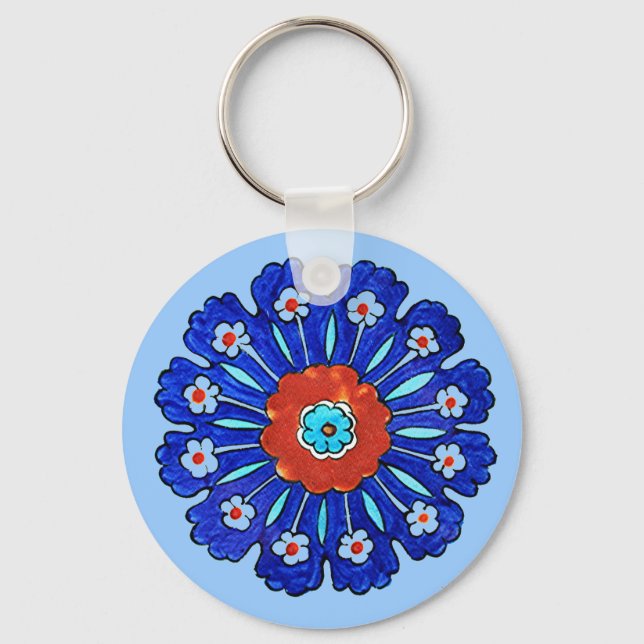 Blue Flowers Key Ring (Front)
