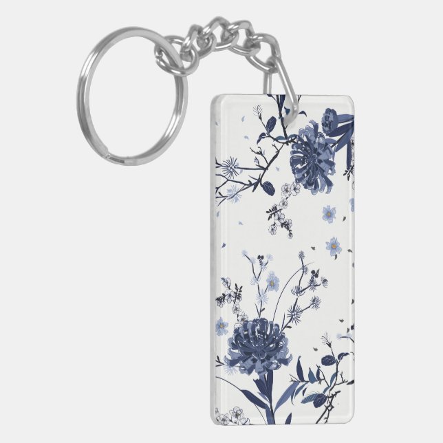 Blue flowers key ring (Front Left)