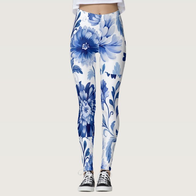 Blue Flowers Leggings (Front)