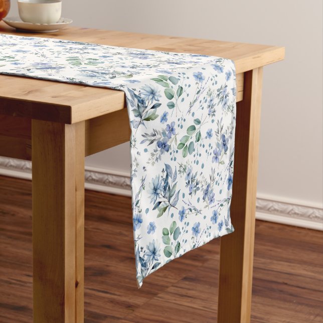Blue Flowers Long Table Runner (In Situ)