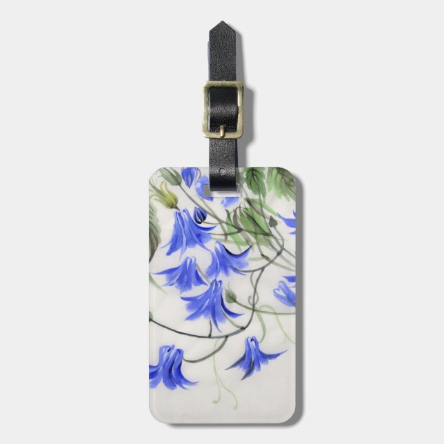 Blue Flowers Luggage Tag (Front Vertical)