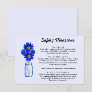 Blue Flowers Mason Jar Safety Measures Enclosure Card
