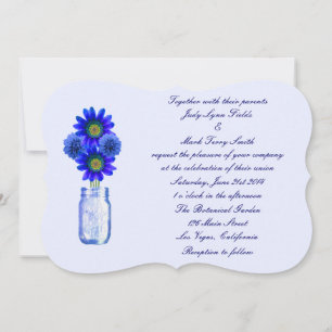 Blue Flowers Mason Jar Wedding Invitation