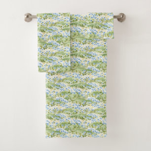 Blue Flowers Meadow Bath Towel Set