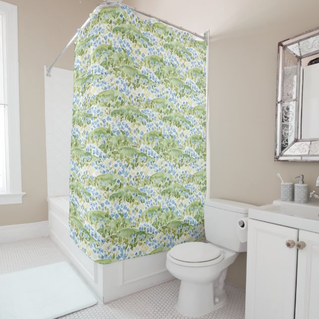 Blue Flowers Meadow Shower Curtain (In Situ)
